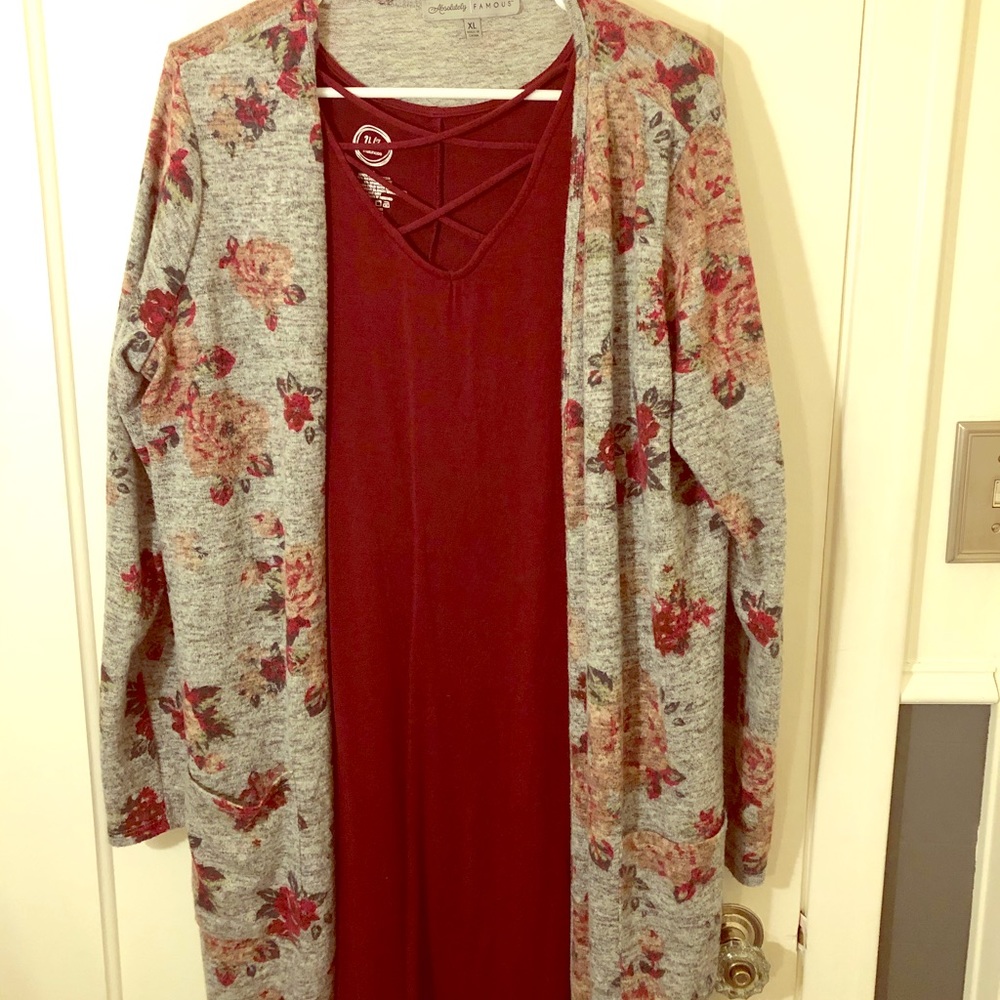 T-shirt dress & cardigan